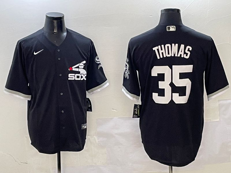 Men Chicago White Sox #35 Thomas Black Game Fashion 2025 Nike MLB Jersey style 1